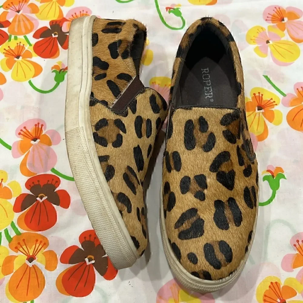 Roper Cheetah Leopard Print Hair On Slides - 9